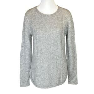 Two Bees Cashmere Wool Blend Sweater Size Large Gray Red Plaid Elbow Patches